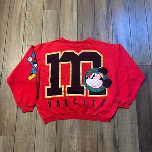 Vintage Mickey Varsity Crewneck Sweatshirt Men's Size‎ Small